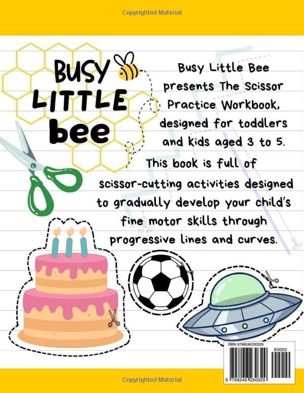 Scissor Skills Activity Book for Preschoolers: Cutting Lines, Shapes, Fruits and Animals | Fun Cut & Color Activities for Kids and Toddlers Ages 3–5 by Busy Little Bee Books