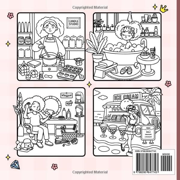 Black Girl Moments: Cozy and Cute Coloring Book for Adults and Teens – African American Women Coloring Pages with Fashion, Natural Hair, Self-Care & Bold Designs by Taiyaki publishing