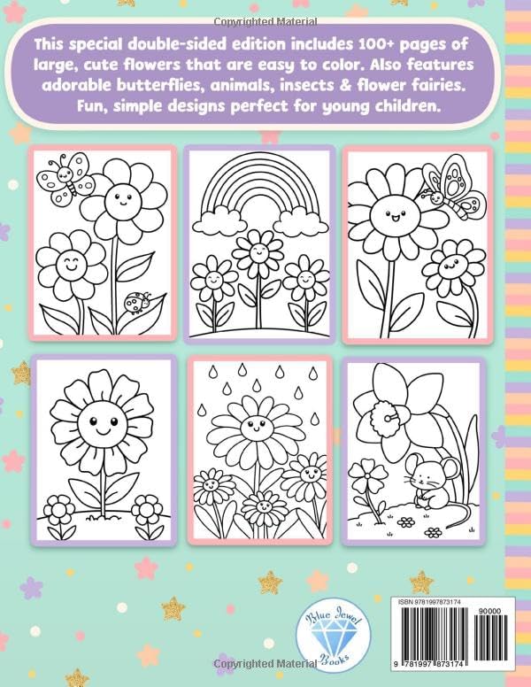 Flower Coloring Book for Kids: For Girls Ages 4-8 and Toddlers 1-3, 2-4 by BJB Publishing