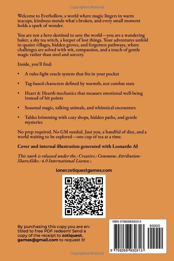 Loner: Cozy Fantasy: A solo tabletop RPG of gentle magic, found family, and everyday wonders by Roberto Bisceglie