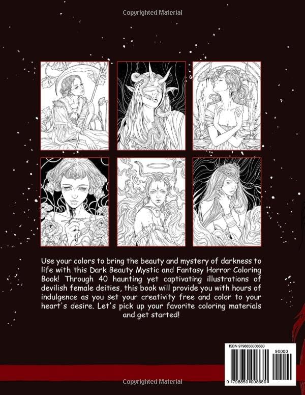 Dark Beauty Mystic and Fantasy: Horror Coloring Book for Adults Features Haunting Illustrations of Creepy, Mysterious, Enchanting, Gorgeous Women for Stress Relief and Relaxation by Crook Crook