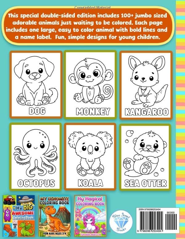 Animals Coloring Book for Kids: For Girls and Boys Ages 4-8 and Toddlers 1-3, 2-4 by BJB Publishing