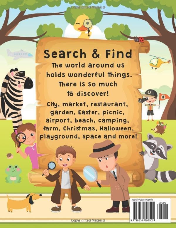 Search and Find Book for Kids Ages 3-6 Exploring the World Around Us: Big Hidden Picture Book with Amazing Scenes, Variety of Objects, People and Animals to Discover by Ariadne's Art