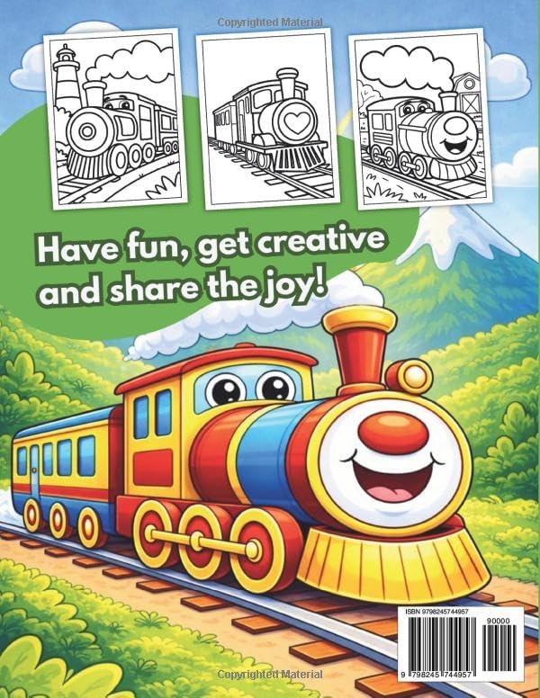 Train Coloring Book for Kids Ages 3–6: Simple and Fun Train Designs for Preschoolers and Kindergarten Kids by Evan J. Willow