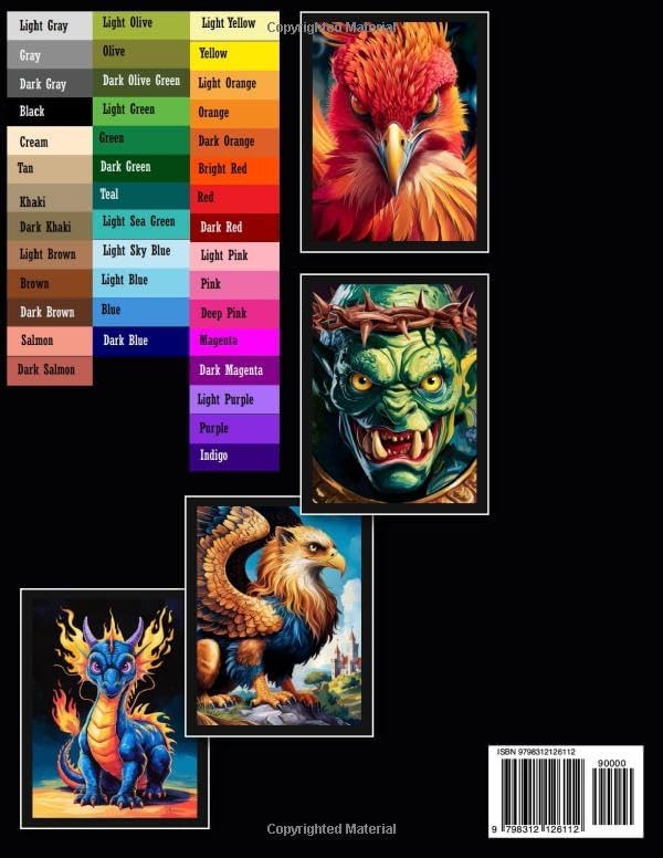 Fantasy Creatures Color By Number: Mythical and Magical Mystery Coloring Book for Adults by Poppy Giggles
