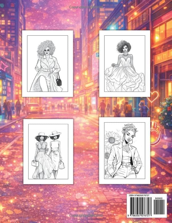 Black Women Fashion Coloring Book: Stylish African American Illustrations for Adults & Teens by Sara Mihaelas