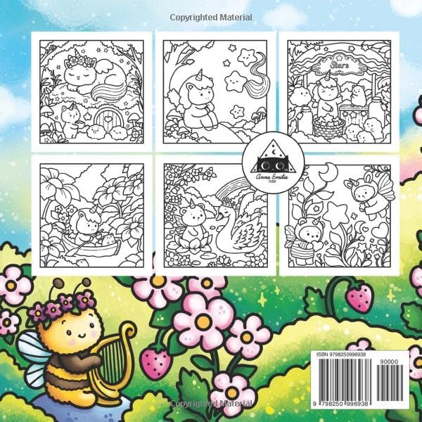 Unique Unicorns Coloring Book: Cute Unicorn Animals Coloring Book with 40 Magical Pages – Bears, Cats and Adorable Fantasy Creatures for Kids, Teens and Adults by anna emilia