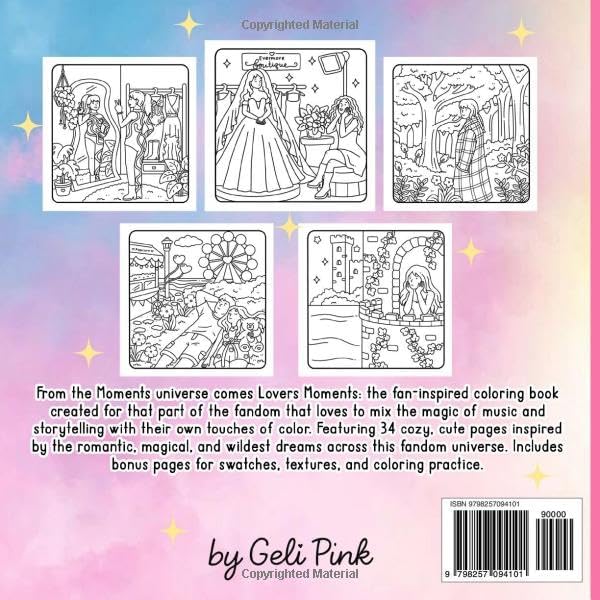 Lovers moments coloring book: A lovely and bold coloring book for music and coloring fans by Geli Pink