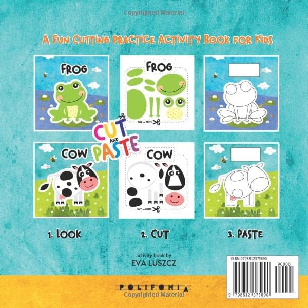 Cut and paste book for kids aged 3-5 | Learn Scissor Skills with Cute Workbook with Animals for Preschoolers: A Fun Cutting Practice for Toddlers who ... Activity | Creative Tracing papers for child by Eva Luszcz