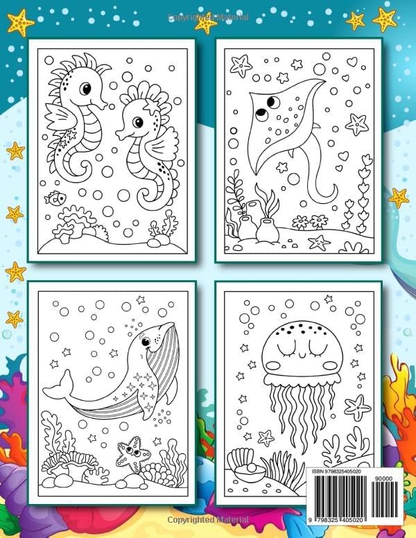 I Love Ocean Animals Coloring Book for Kids: 50+ Cute and Easy Designs with Marine Life and Underwater Sea Creatures by MBM Designs
