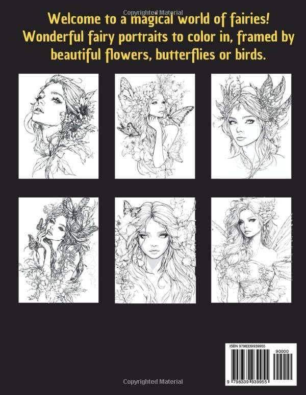 Fairy Coloring Book for Adults – 50 Beautiful Fairy Designs with Butterflies, Flowers & Birds for Stress Relief and Relaxation by Alexander Gasser
