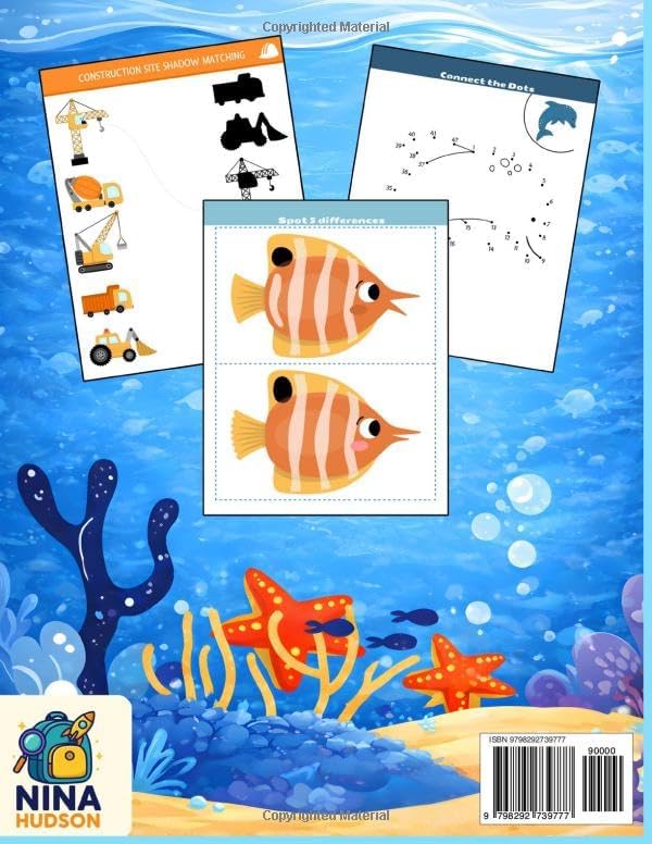 Brain Games and Activity Book for Kids Ages 4-6: 100 Fun & Educational Workbook Activities with Mazes, Logic Puzzles, Matching, Counting, Spot the Difference, and More. by Nina Hudson