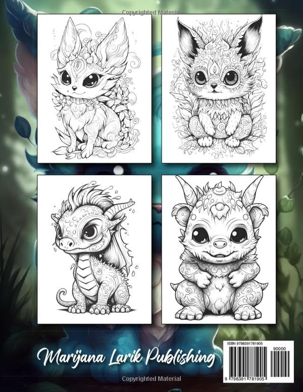 50 Fantasy Little Creatures Coloring Book: Mystical Animals, Cute Dragons, Creepy Monsters and More | Relaxation and Stress Relief for Teens and Adults by Marijana Larik
