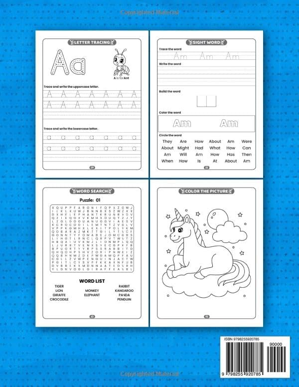 Kids Activity Workbook Ages 3+: Tracing ABCs, Words, 123s, Sentences & Sight Words | Fun Preschool Learning for Early Reading and Writing Skills by Sarah Learning Books