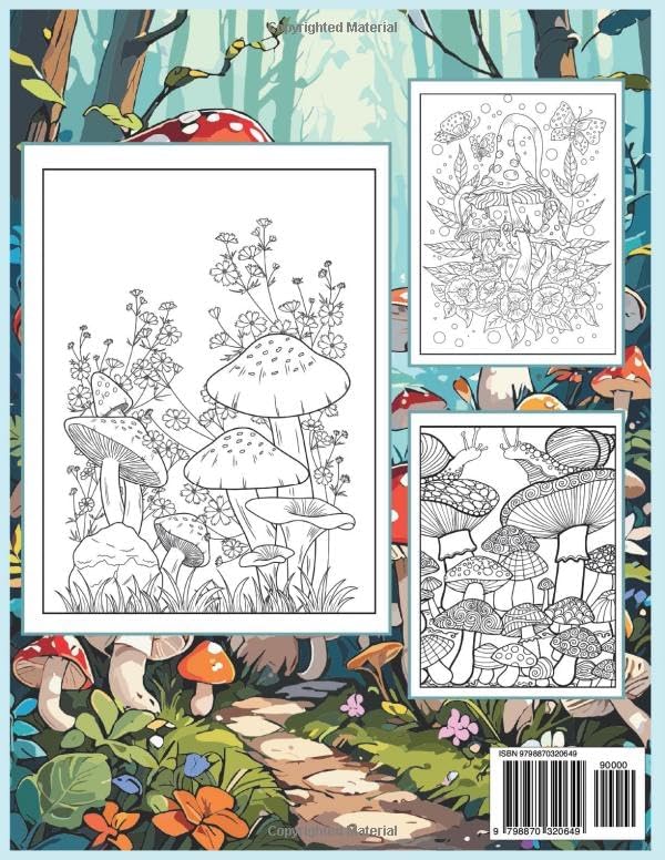 Mushroom coloring book : Adult Coloring Book Featuring Mushrooms, Fungi, Snails, and More For Stress Relief And Relaxation by S.B Lane Austin