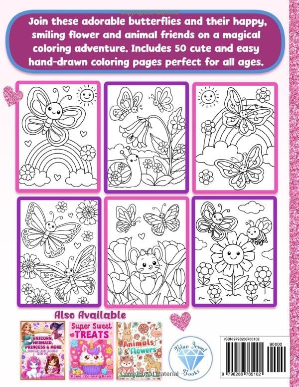 Coloring Book for Kids Ages 4-8: Super Cute Butterflies and Flowers for Girls by BJB Publishing