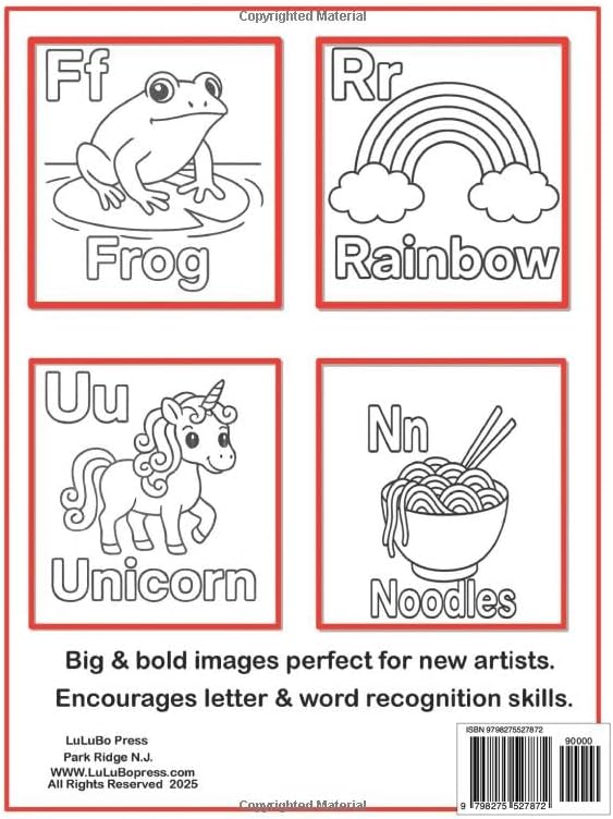 Alphabet Coloring Book Letters & Words: Fun & Educational Learning Ages 3-6 by LuLuBo Press