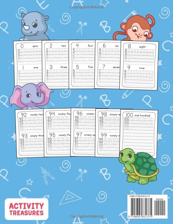 Tracing Numbers 1-100 For Kindergarten: Number Practice Workbook To Learn The Numbers From 0 To 100 For Preschoolers & Kindergarten Kids Ages 3-5! (Tracing and Handwriting Workbooks for Children) by Activity Treasures