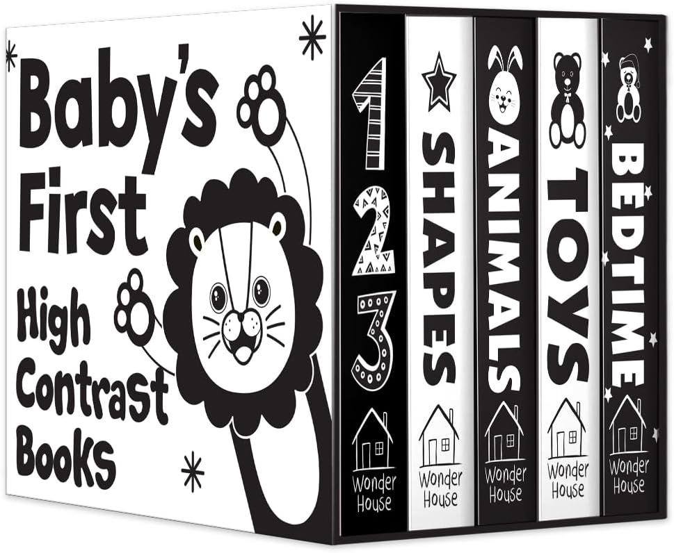 Baby’s First High-Contrast Books Boxed Set [Box Set of 5] - Age Group: 0+ / Black and White Tummy Time Books /Illustrated Board Book for Kids/Toddlers / (High Contrast Board Books) by Wonder House Books