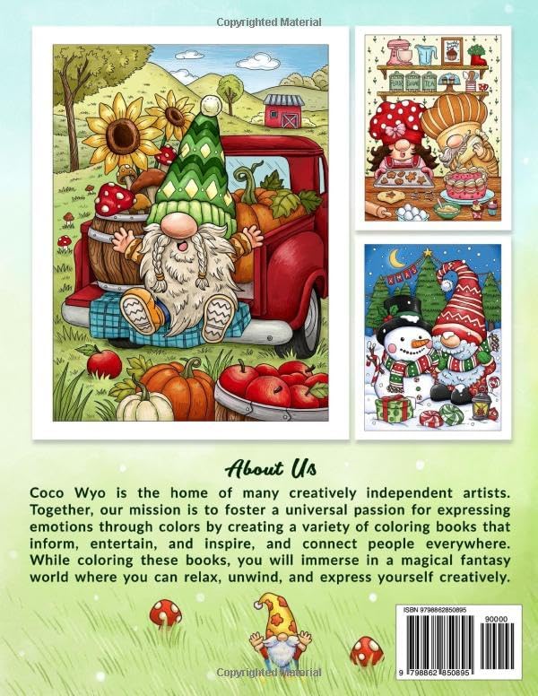 Enchanted Gnomes: Fantasy Coloring Book for Adults with Adorable Gnome Illustrations for Stress Relief and Relaxation by Coco Wyo