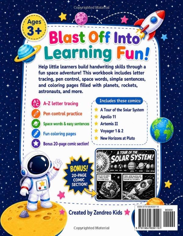 My First Space Learn-to-Write Workbook: Letter Tracing, Pen Control, Space Words, and Fun Coloring Activities for Kids. by Oliver D. Skye