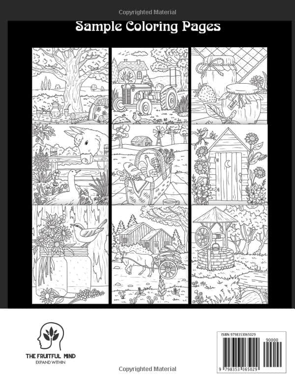 Farmhouse Coloring Book: Easy Countryside Designs with Cute Farm Animals, Beautiful Flowers and Relaxing Landscapes for Stress Relief and Relaxation by Morgana Skye