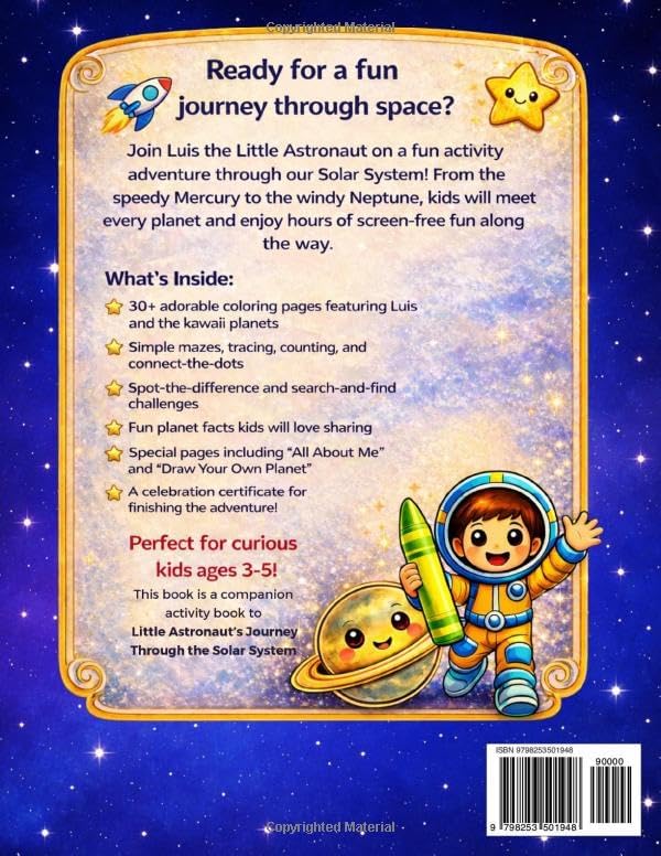 Little Astronaut's Solar System Activity Book: 80+ Fun Space Activities for Preschool Kids Ages 3-5 – Coloring, Mazes, Counting, Tracing & Planet Facts (Little Astronaut's Adventures) by Matt's Creative Nest