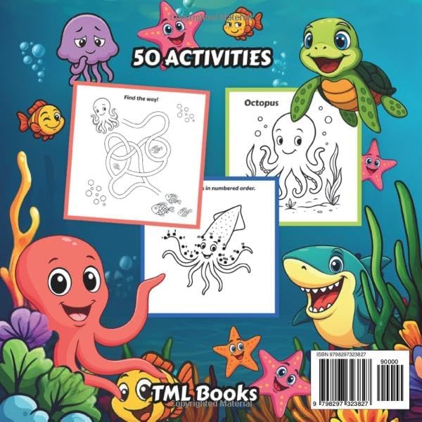 ULTIMATE ACTIVITIES FOR KIDS AGES 4-7 (OCEAN THEMED): These activities take little learners on a playful adventure with ocean animals. With coloring, mazes, counting, tracing, and much more. by TML BOOKS