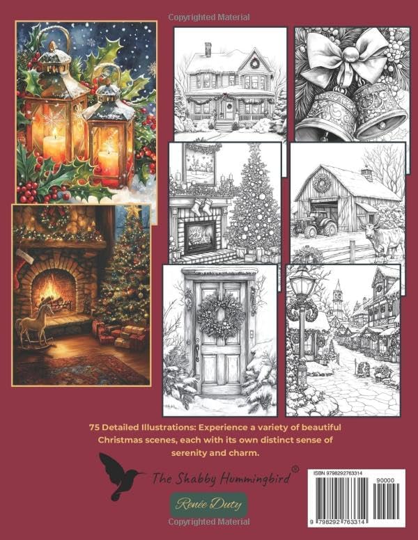 75 Calming Scenic Christmas Scapes: Adult Coloring Book: For relaxation, stress & anxiety relief, fun & enjoyment (Scenic Coloring Books for Adults) by Renee Duty