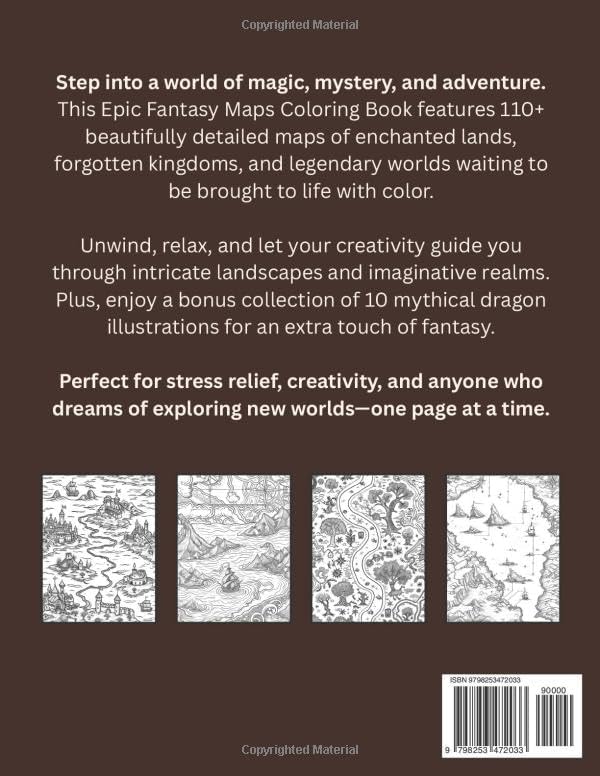 Epic Fantasy Maps Coloring Book for Adults: 110+ Beautifully Detailed Maps of Magical Kingdoms, Enchanted Lands, Forgotten Realms & Adventure Worlds | ... Creatures & Cozy Fantasy Adventures) by Big Little Dreams