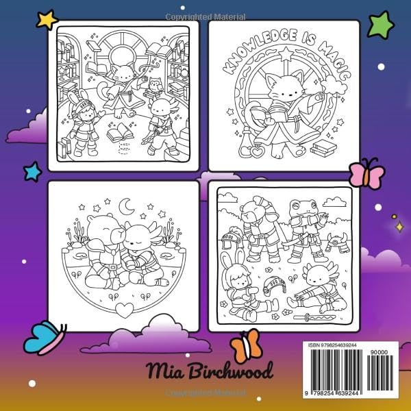 Cozy Fantasy Coloring Book – Cute Characters, Relaxing Magical Scenes, and Cozy Adventure Designs for Stress Relief: A Cute Little Friends Adventure ... Animals, Castles, and Cozy Moments to Color by Mia Birchwood