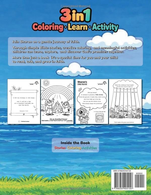 Noah’s Ark Bible Coloring Book for Kids Ages 4-8: 3-in-1 Coloring, Learning & Activity Book | A Sharon’s Bible Adventure by Enoch Kim