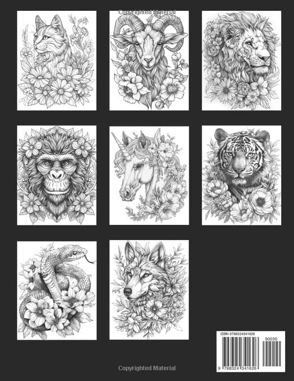 Adult Coloring Book with Animals and Flowers, Relaxing Book to Calm your Mind and Stress Relief by Alexander Gasser