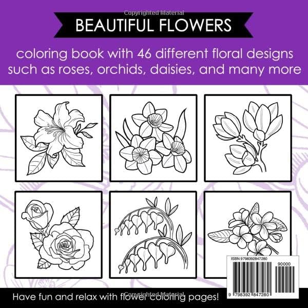 Bold And Easy Large Print Coloring Book: Beautiful Flowers for Adults, Seniors, Dementia, and Beginners to Stress & Anxiety Relief (Simple & Bold Coloring Book) by Ellie and Helene
