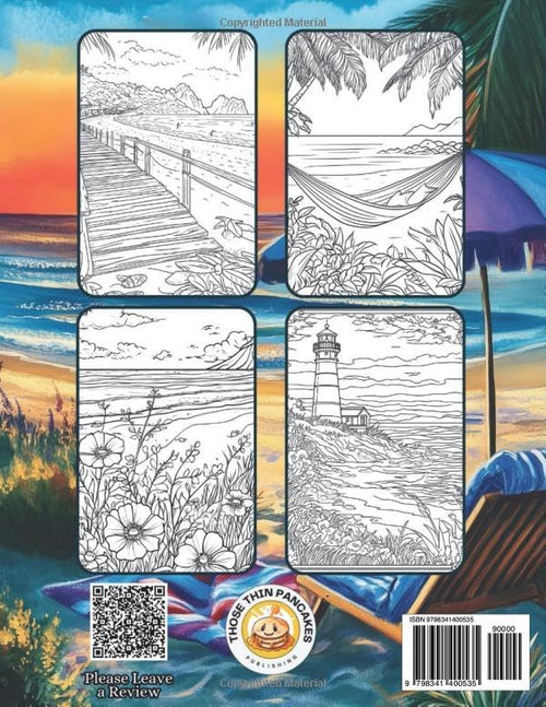 101 Calming Seascapes - Adult Coloring Book for Relaxation and Stress Relief: Over 200 Pages of Beaches, Lighthouses, Coastal Shores, Landscapes, Animals, Houses, Birds, Flowers, and more by Those Thin Pancakes