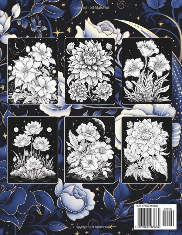 Flowers At Night Coloring Book: Step Into Serenity with 50 Enchanting Illustrations of Starry Night Flowers - An Artful Journey into Stress-Free Coloring for the Soul by Jade Kinsman