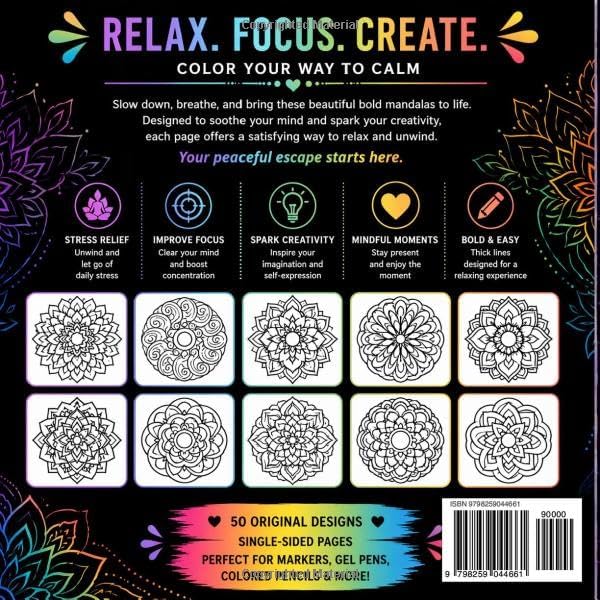 Bold Mandalas for Relaxation: Mindful Patterns for Stress Relief and Calm by Autumn Falls