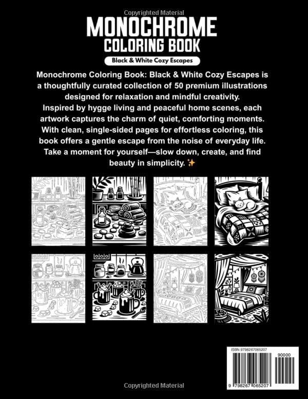 Monochrome Coloring Book – Power of Black & White Art Therapy: One-Color Masterpieces for Adults & Teens: Stress Relief, Mindful Focus & Creative Escape (MONOCHROME COLORING BOOK INK BLISS SERIES) by Fun Books Publisher
