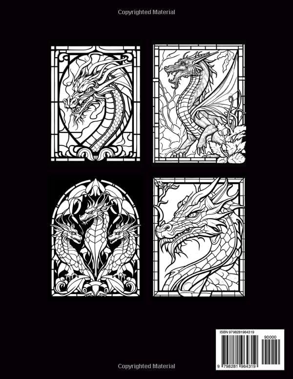 Stained Glass Dragons: A Fantasy Coloring Adventure with Majestic Dragons in Window Patterns-Inspired Designs by Medi Muse