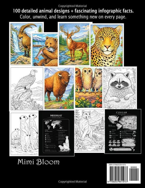 100 Animals Coloring Book for Adults: Relaxing Wildlife, Cute Creatures & Stress-Relief Animal Designs by Mimi Bloom