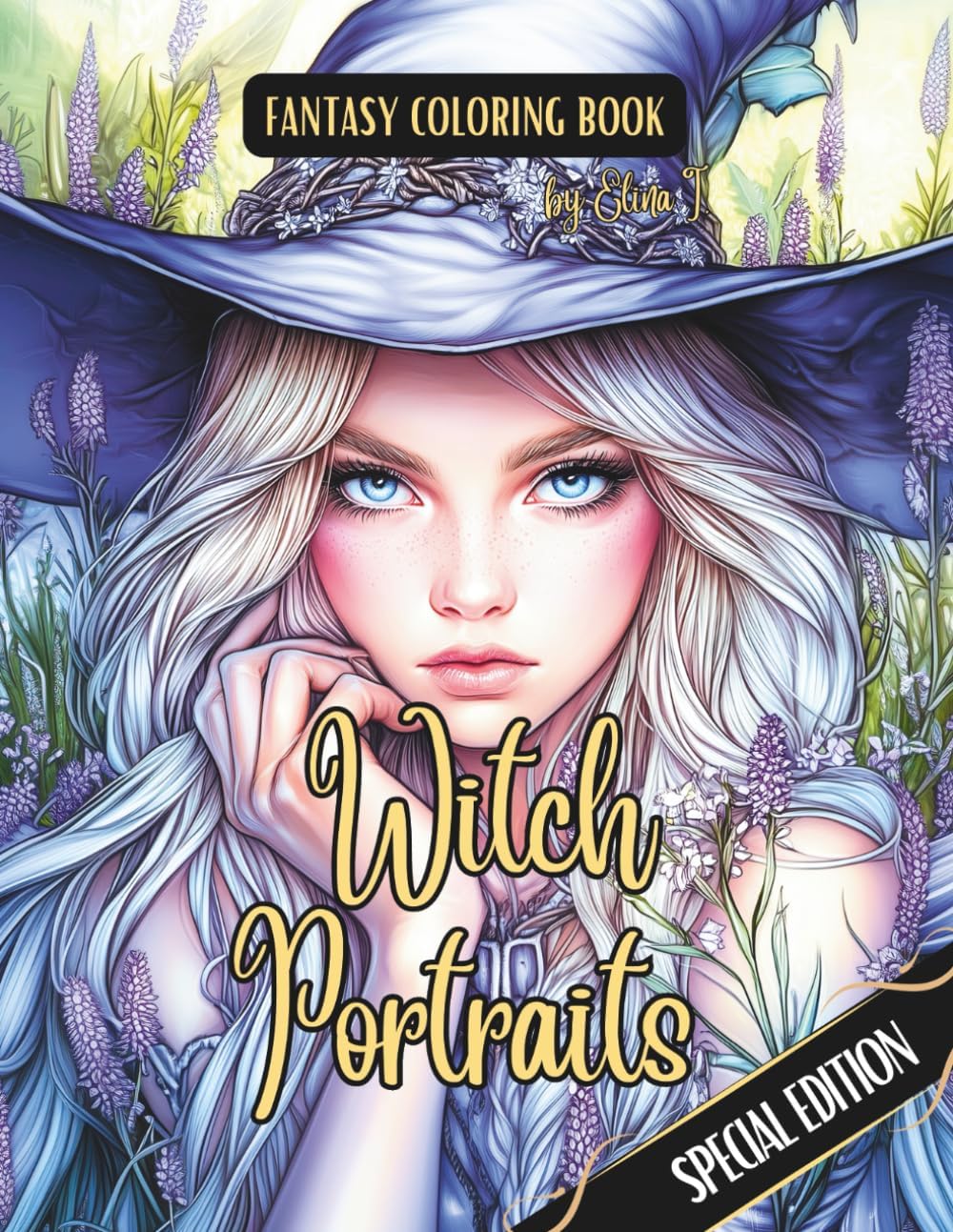 Fantasy Coloring Book Witch Portraits Special Edition: For Adults and Teens | Black Line and Grayscale Portraits of Beautiful Witches by Elina I.
