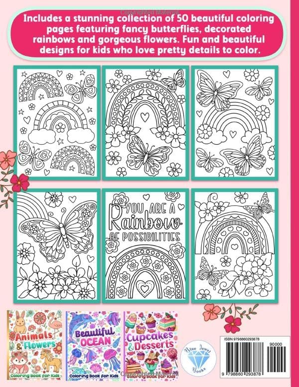 Coloring Book for Kids: Butterflies, Rainbows and Flowers for Girls Ages 6-12 by BJB Publishing
