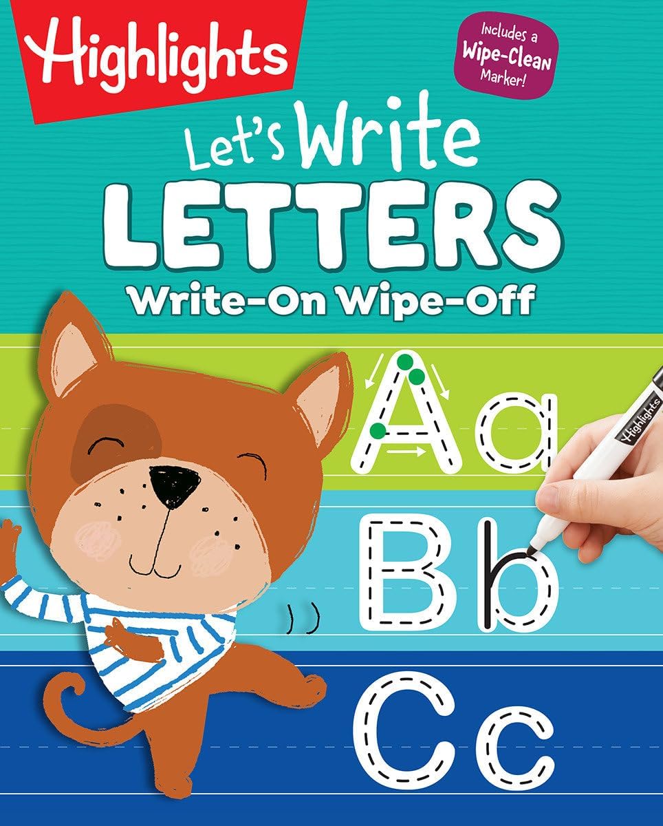 Write-On Wipe-Off Let's Write Letters: Write and Wipe Handwriting Practice for Kids Ages 3-6, Dry Erase Workbook with Kids Writing Practice, Uppercase and Lowercase Letter Tracing, Mazes and More by Highlights Learning