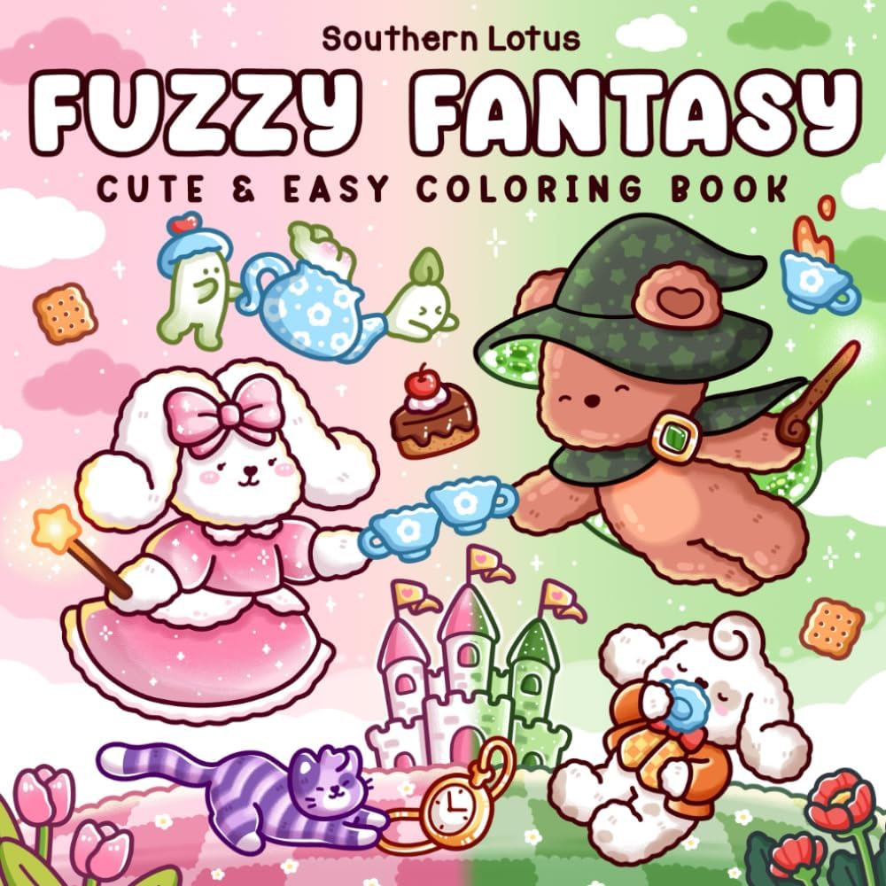 Fuzzy Fantasy: Coloring Book for Adults and Teens Featuring Adorable Animals in Magical and Dreamy Scenes for Stress Relief (Fuzzy Buddies) by Southern Lotus
