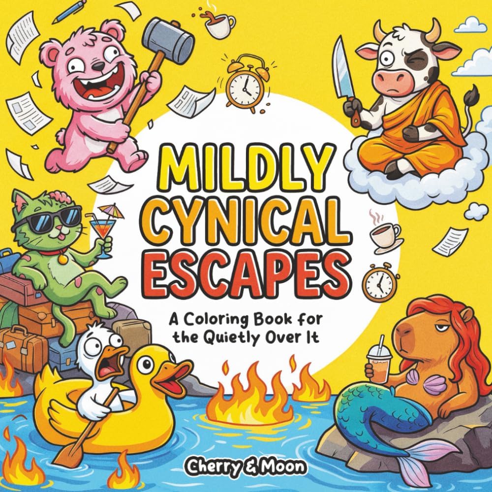Mildly Cynical Escapes: A Coloring Book for the Quietly Over It by Cherry & Moon Books