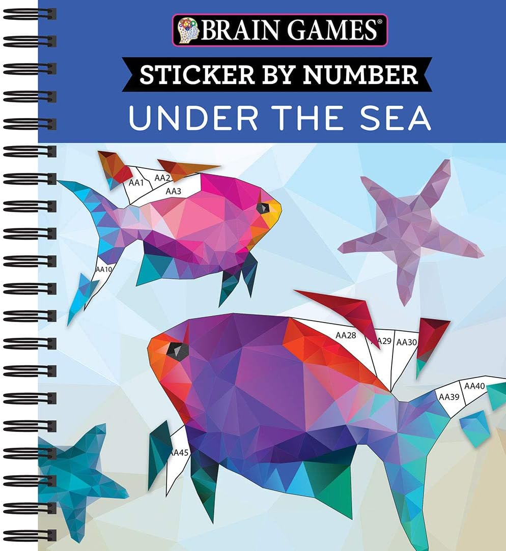 Brain Games - Sticker by Number: Under the Sea - 2 Books in 1 (42 Images to Sticker) by Publications International Ltd.