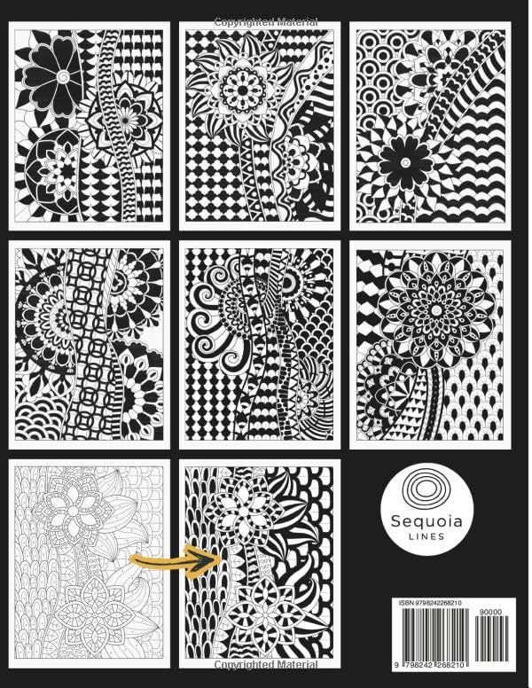 Monochrome Coloring Book: Black & White Patterns for Mindful Focus by Sequoia Lines