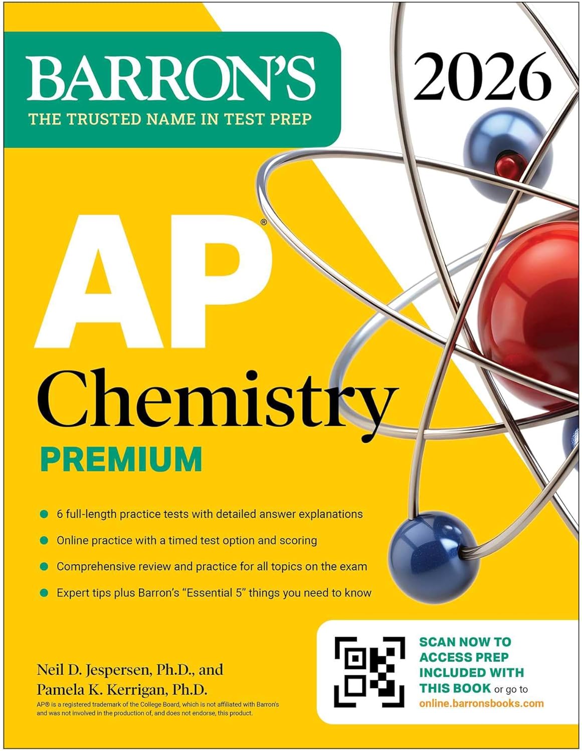 AP Chemistry Premium, 2026: Prep Book with 6 Practice Tests + Comprehensive Review + Online Practice (Barron's AP Prep) by Neil D. Jespersen Ph.D.