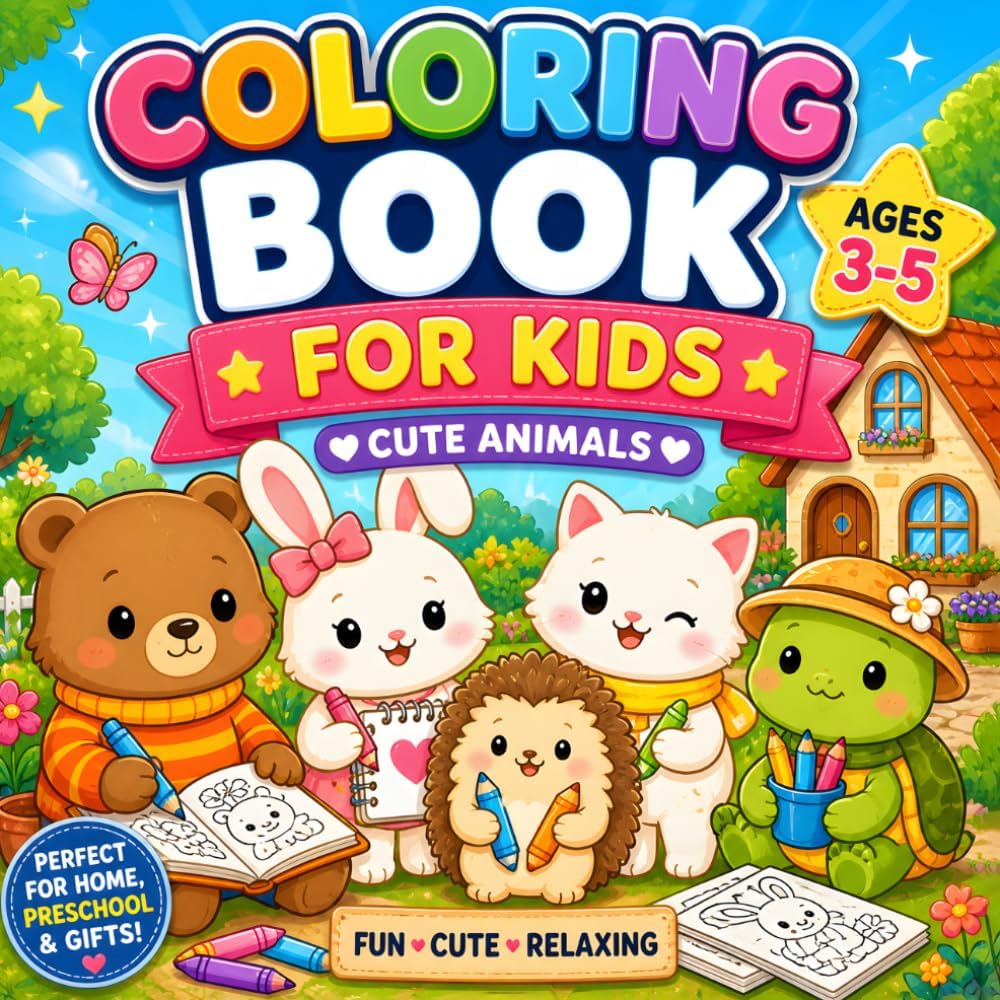 Soft Day Friends – At Home: A Cute & Cozy Coloring Book for Kids Ages 3–6 by Robert Borkowski