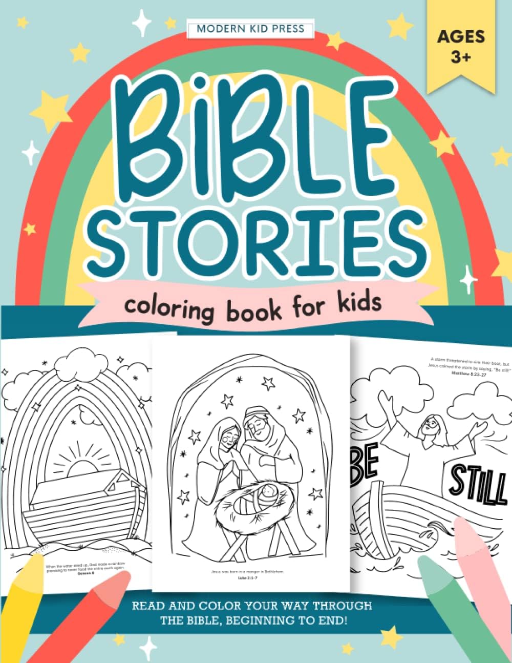 The Bible Stories Christian Coloring Book for Kids: Read and Color Your Way Through the Bible, Beginning to End by Modern Kid Press